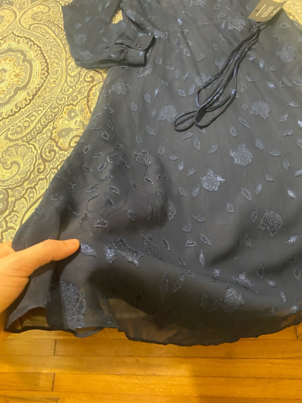 Lulu's Navy Floral Wrap Maxi Dress - Picture 7 of 7